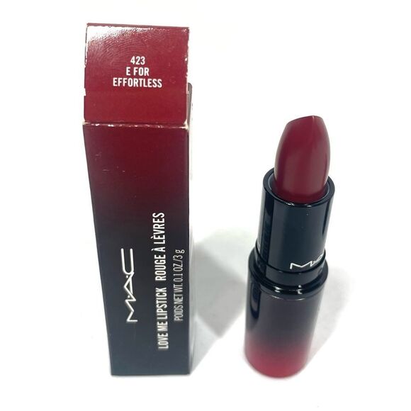 Mac Love Me Lipstick #423 E For Effortless Medium Dark Red New In Box - Picture 2 of 4